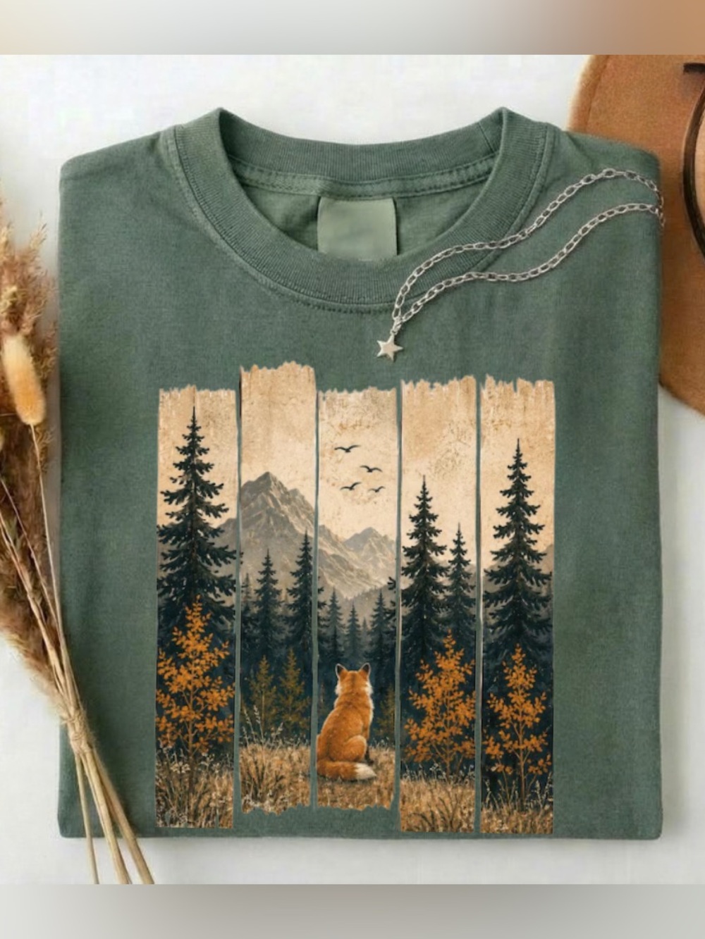 Comfort Colors Vintage Forest Fox Nature Landscape T-shirt Outdoor Style
